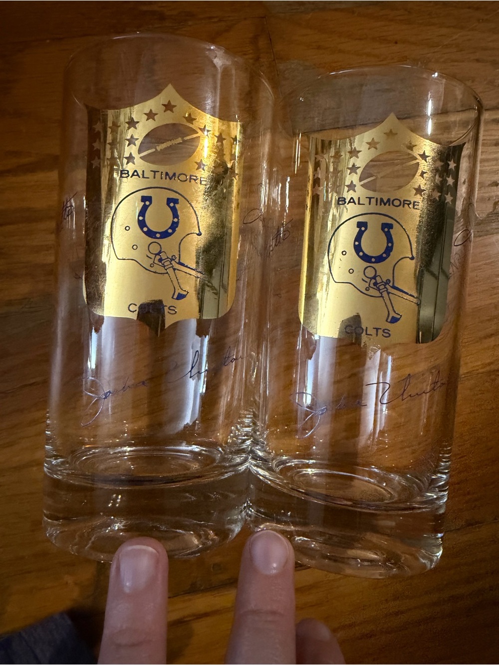 NFL Baltimore Colts Gold Crest Clear Glass Tumblers - Pair
